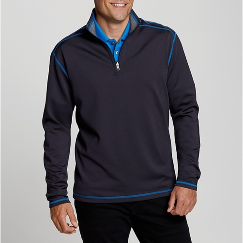 Cutter & Buck blue Evergreen OverKnit pullover over knit jacket
